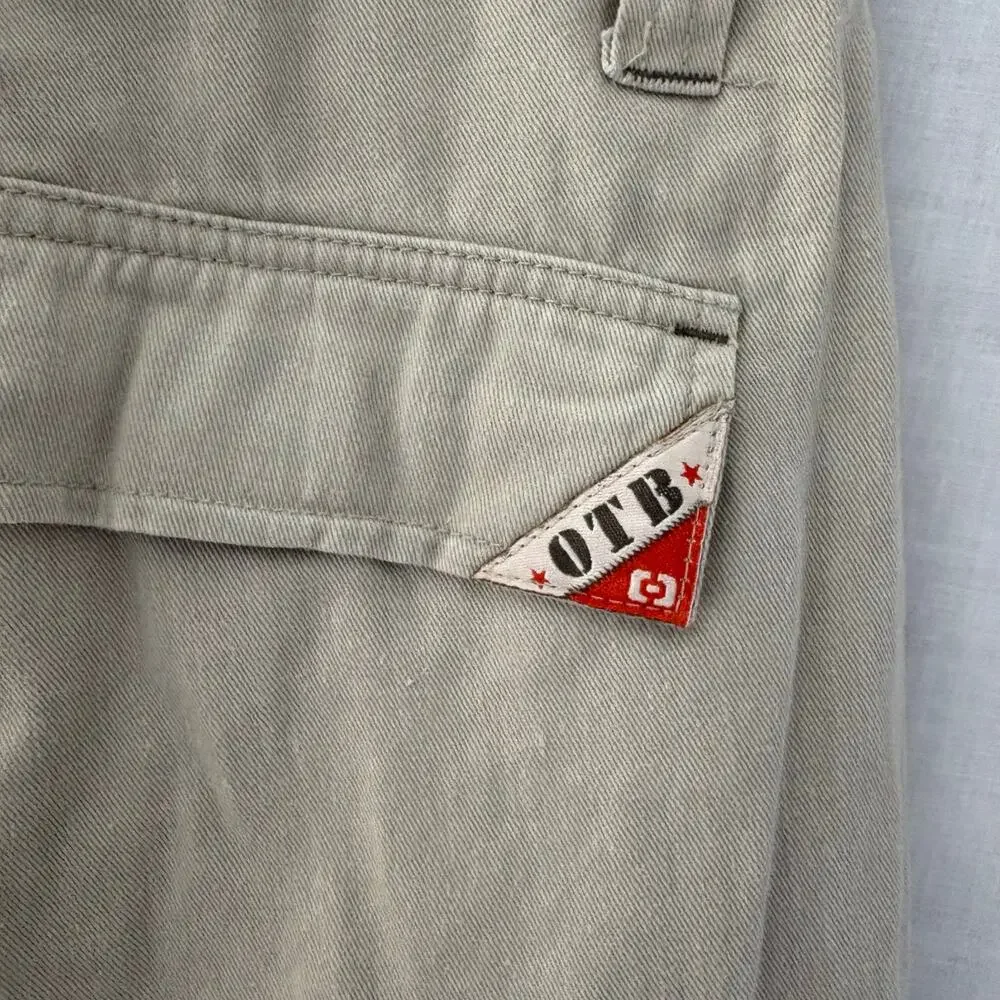 OTB Vintage Y2K Cargo Style Baggy Skater Shorts Size 34 Beige Khaki